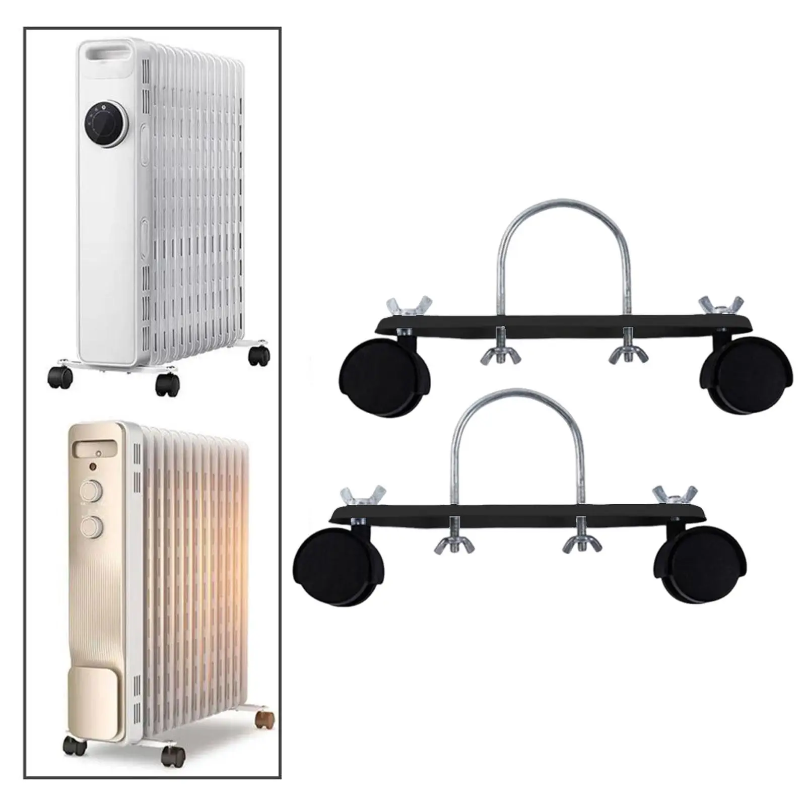 

2x Oil Filled Heater Caster Bracket Accessory 360 Degree Swivel Heavy Duty Spare Parts Easily Install Professional Replace