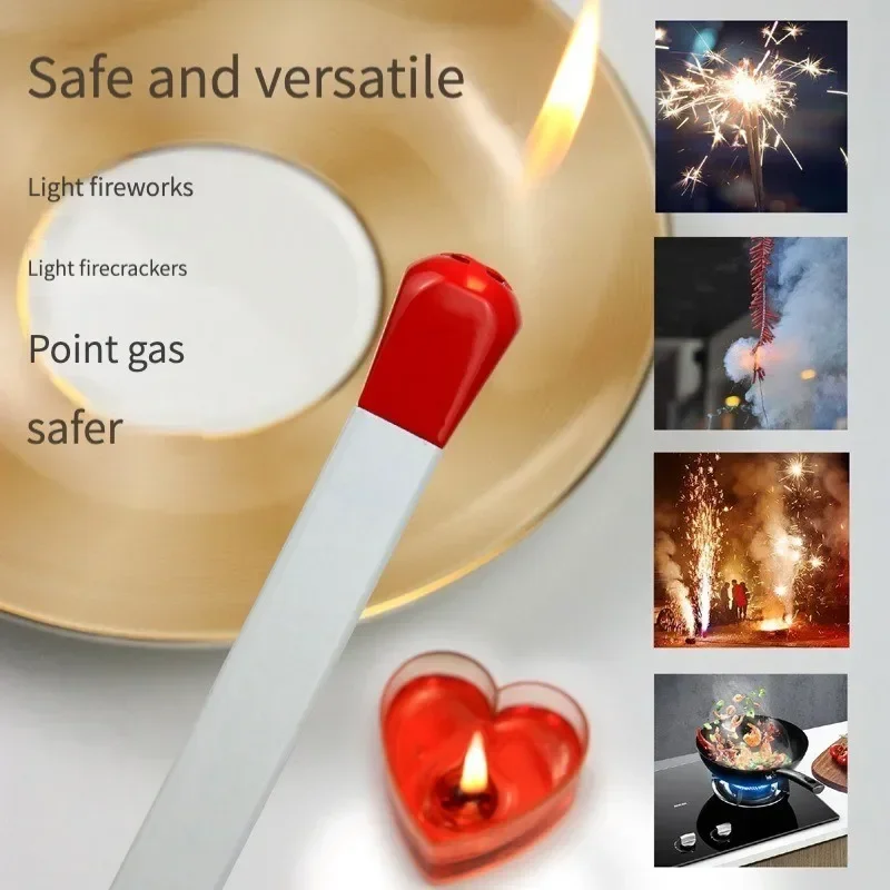 ولاعة مبتكرة على شكل عصا الثقاب قابلة لإعادة الملء ولاعة عتيقة طويلة وعملية قابلة للتعديل للتخييم في المواقد