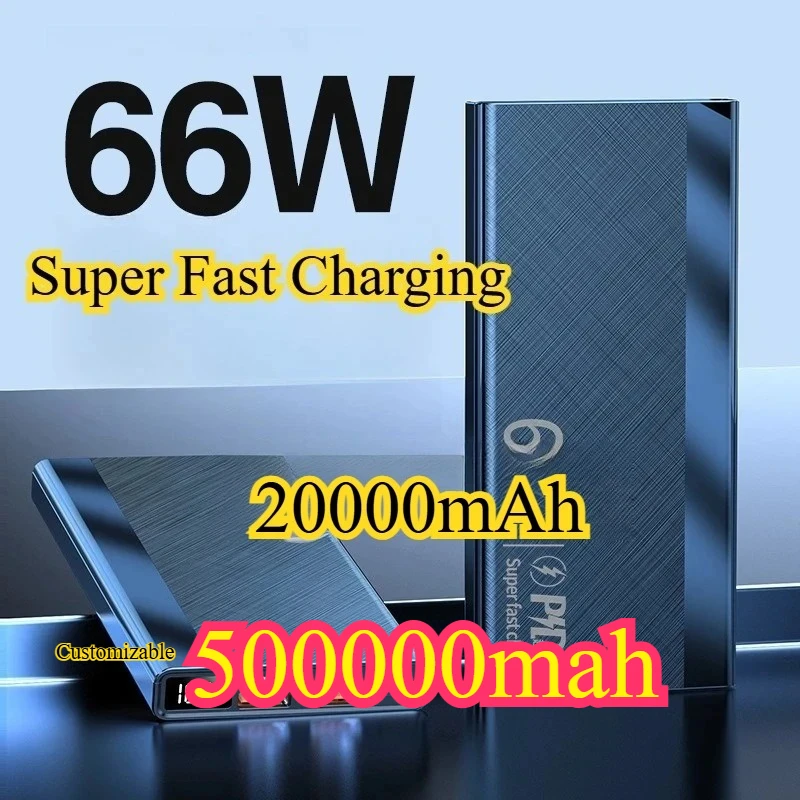 20000mAh 500000mAh Power Bank 66W Super Fast Charging Ultra Slim Portable External Charger Mobile Power Bank For All Phones