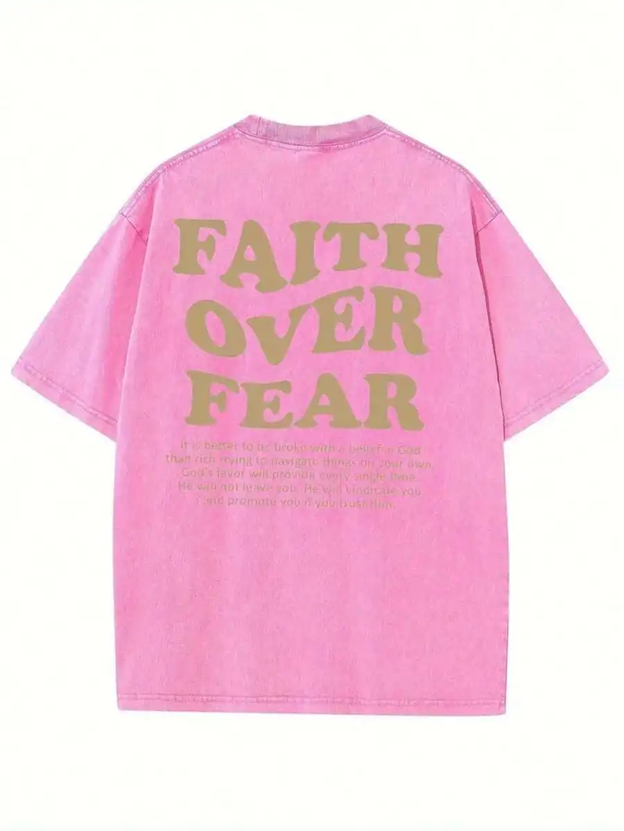 

Faith Over Fear Print Cotton Tee Soft Breathable Summer Street Style Short Sleeve T-Shirt
