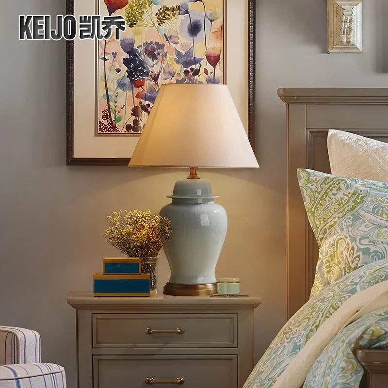 American Ceramic Table Living Room Large Table Lamp Simple Decorative Table Lamp American Country Bedroom Bedside Lamp