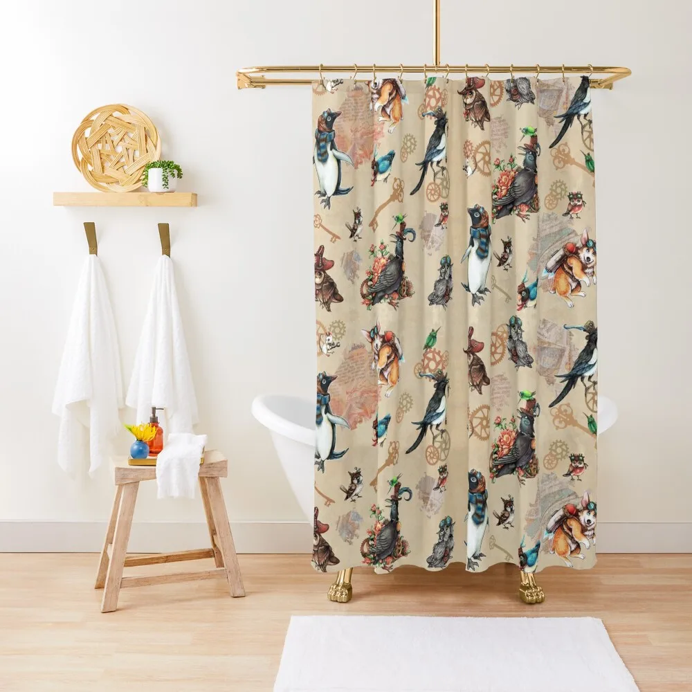 

Steampunk animals Shower Curtain Funny Shower Shower For Bathroom Set Elegant Bathroom Curtain