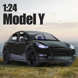 1:24 TESLA MODEL Y Simulation Alloy Car Model Vehicle Sound And Light Pull Back Toy Car Boy Collection Decoration Gift C203