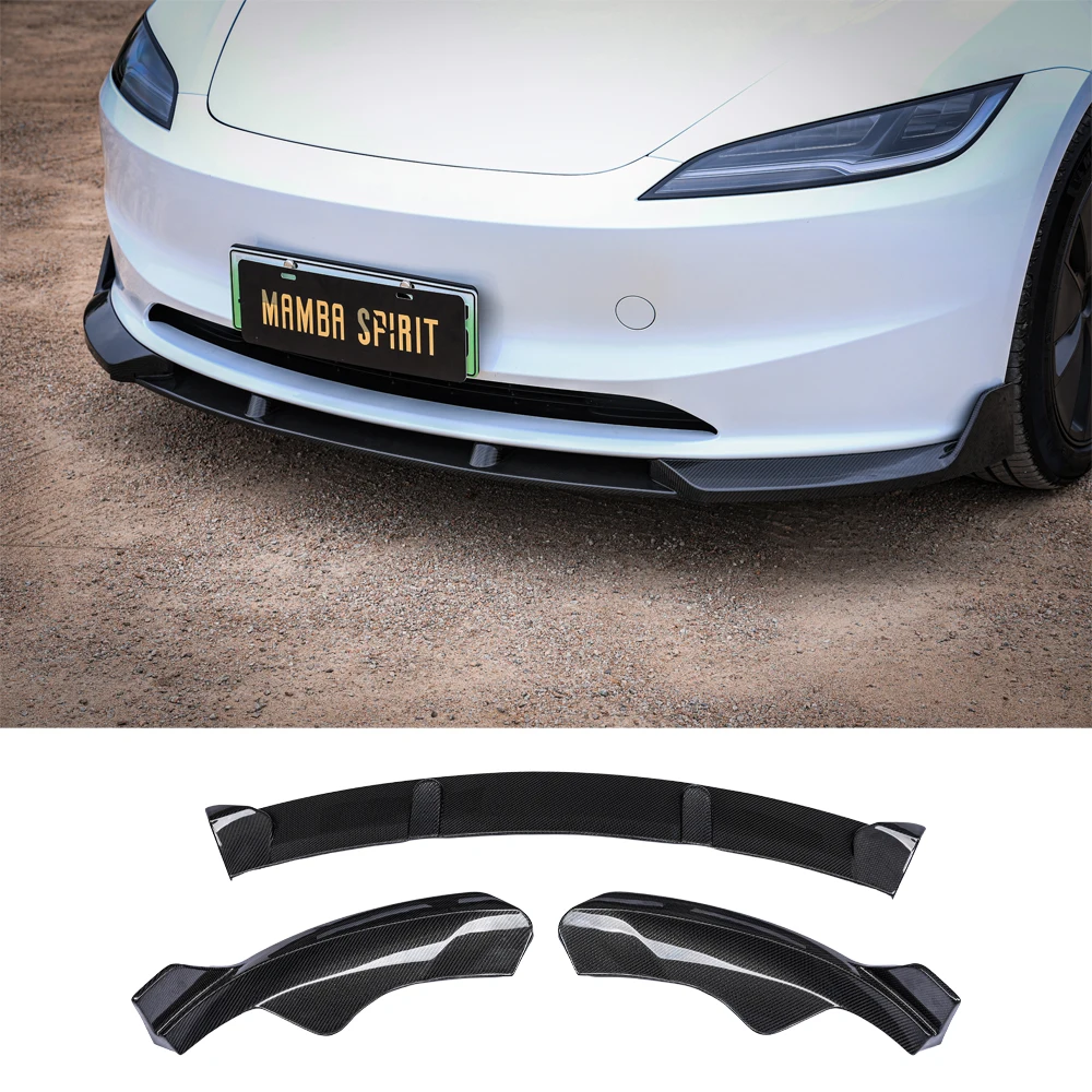 

For the New Tesla Model 3 Highland 2024 Real Carbon Fiber Front Lip Side skirt Rear Spoiler Rear Lip Diffuser Body Kit