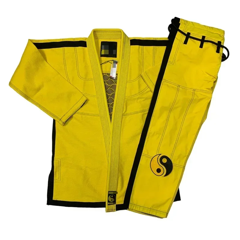 Yellow Gi Brazilian Jiu Jitsu Gi BJJ Kimono Jiu-Jitsu Uniform for Adult Women Men Without Belt