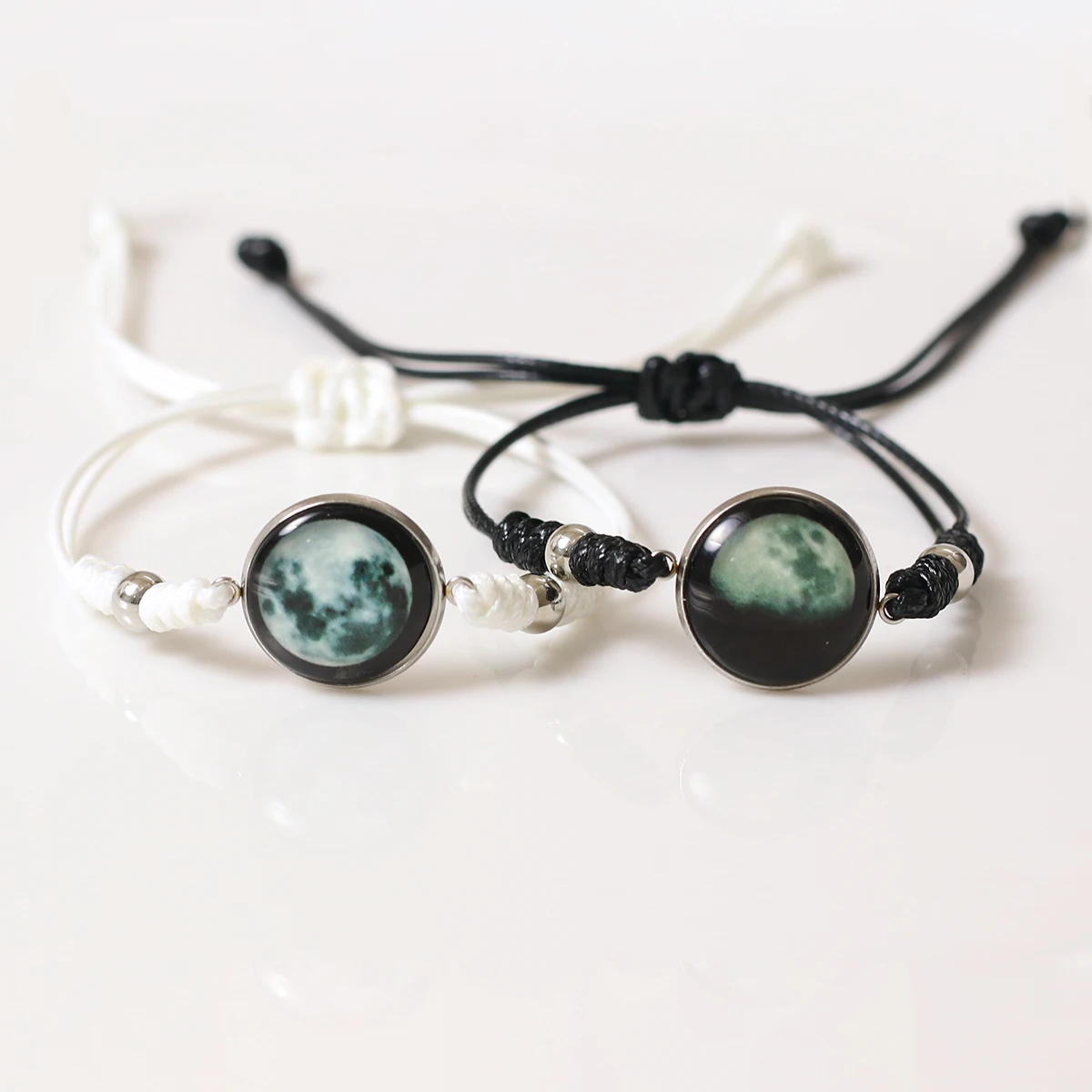 سوار زوجين بمساحة مضيئة 2 أساور أنيقة منسوجة يدويًا #5