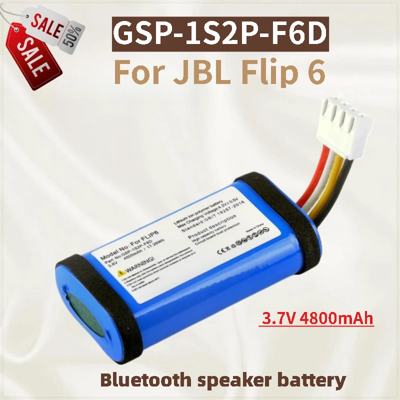 

High Quality GSP-1S2P-F6D Bluetooth speaker battery 3.7V 4800mAh For JBL Flip 6/ Flip6 Bluetooth Speaker New Replacement Battery
