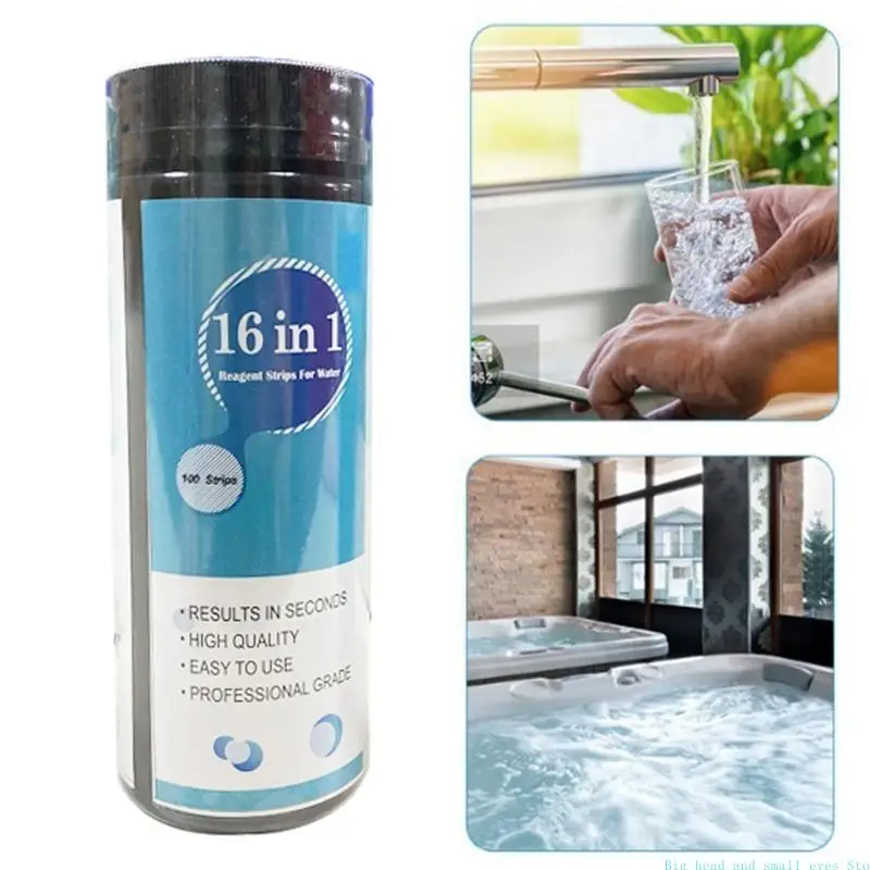 581C 100 Pcs Water Test Strips 16-in-1 Aquarium Water Quality Test Strips for Checking Water Purity Pool, Well & Tap Water