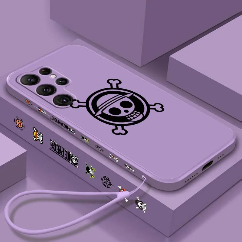 

Cool One Piece Flag Phone Case For Samsung Galaxy S25 S24 S23 S22 S21 S20 Ultra Plus FE 5G Liquid Left Rope Cover