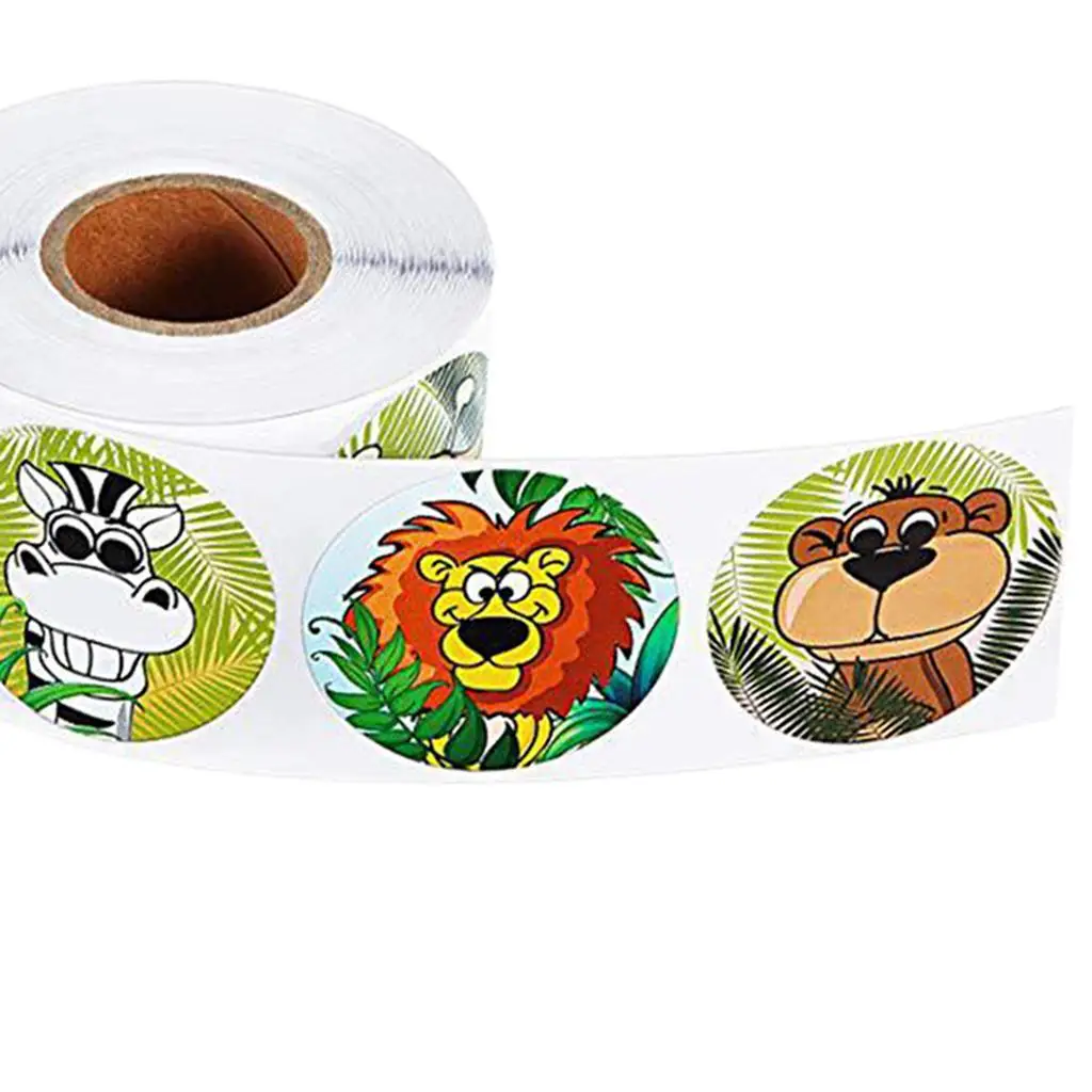 500 Stuks Dieren Roll Sticker, 8 Stijlen Schattige Ontwerpen, Ronde Lijmen, Partij Gunst