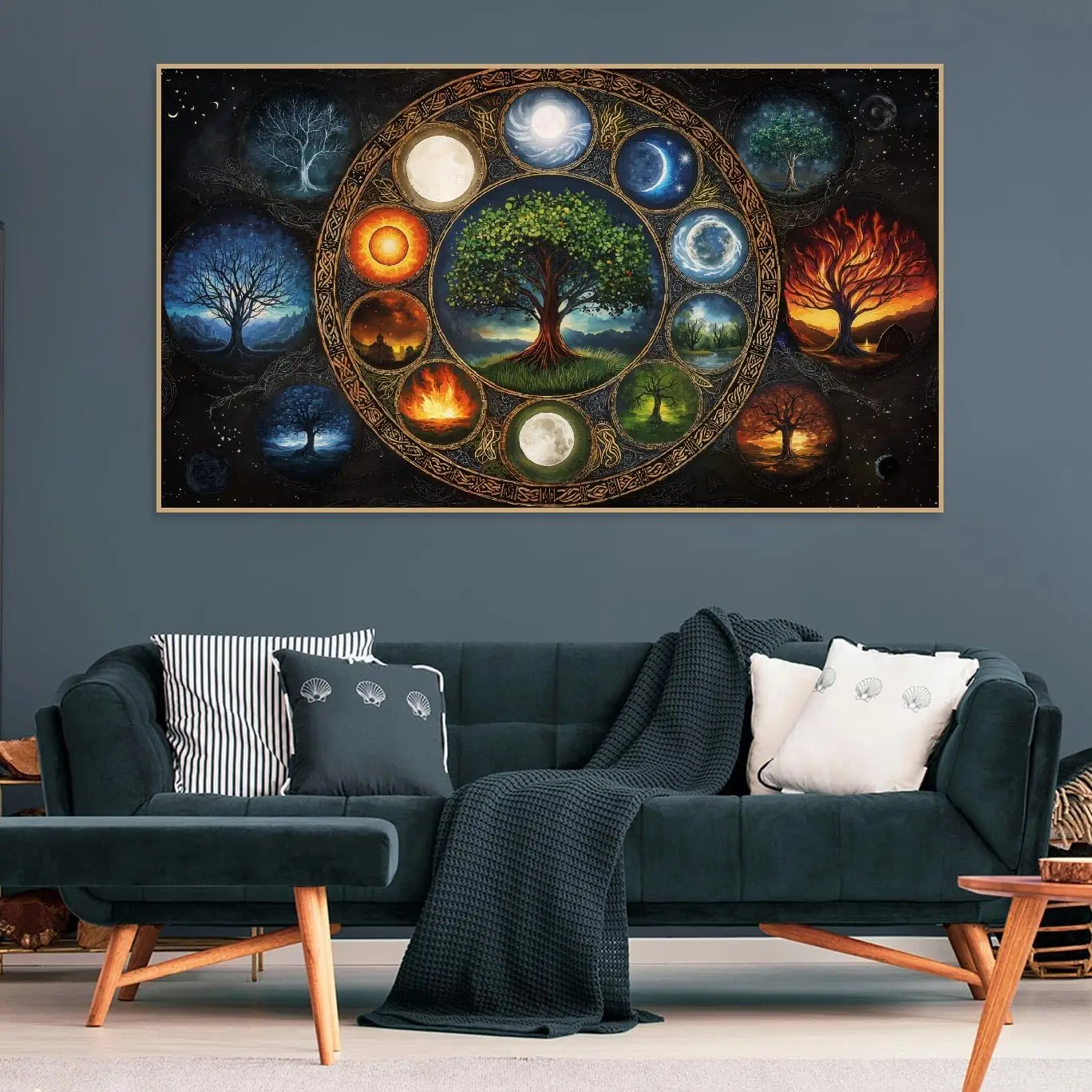 Bohemian Tree of Life Cosmic Mystical Tapestry Wall Hanging Decoration Witchy Boho Fantasy Forest Nature Art Polyester Print Hom