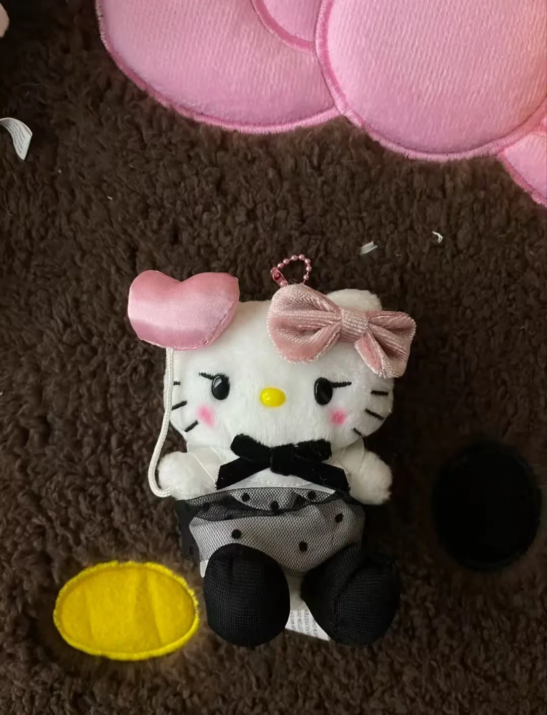 Genuino Sanrio Hello Kitty francés Sweetheart KT gato llavero de felpa juguetes de dibujos animados PP algodón mochila llavero regalos para niñas niños