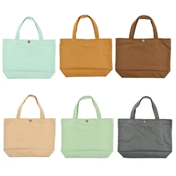 Fashion Canvas Bags Women Solid Color Shopping Bag Eco-Friendly Foldable Bag Grocery Bags Folding Pocket Tote Shoulder Handbag