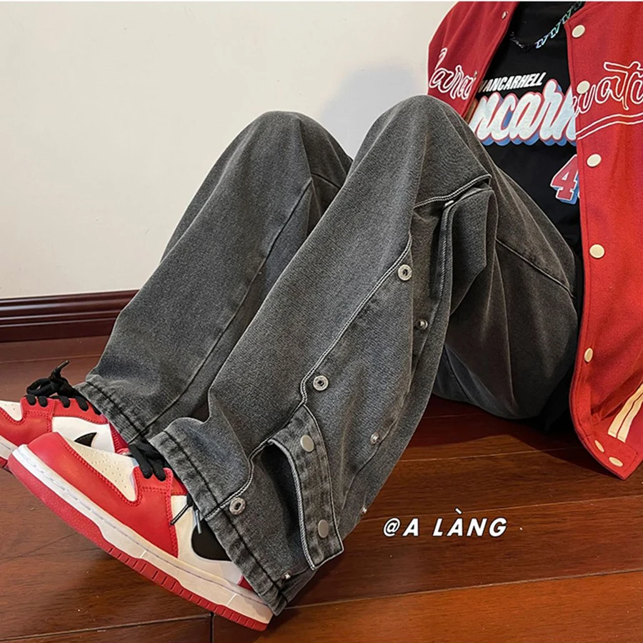 New Cargo Pants For Men Straight Jeans Fashion Hip Hop Youth Street Denim Pants Casual Business Y2k Vintage Style Black Jeans