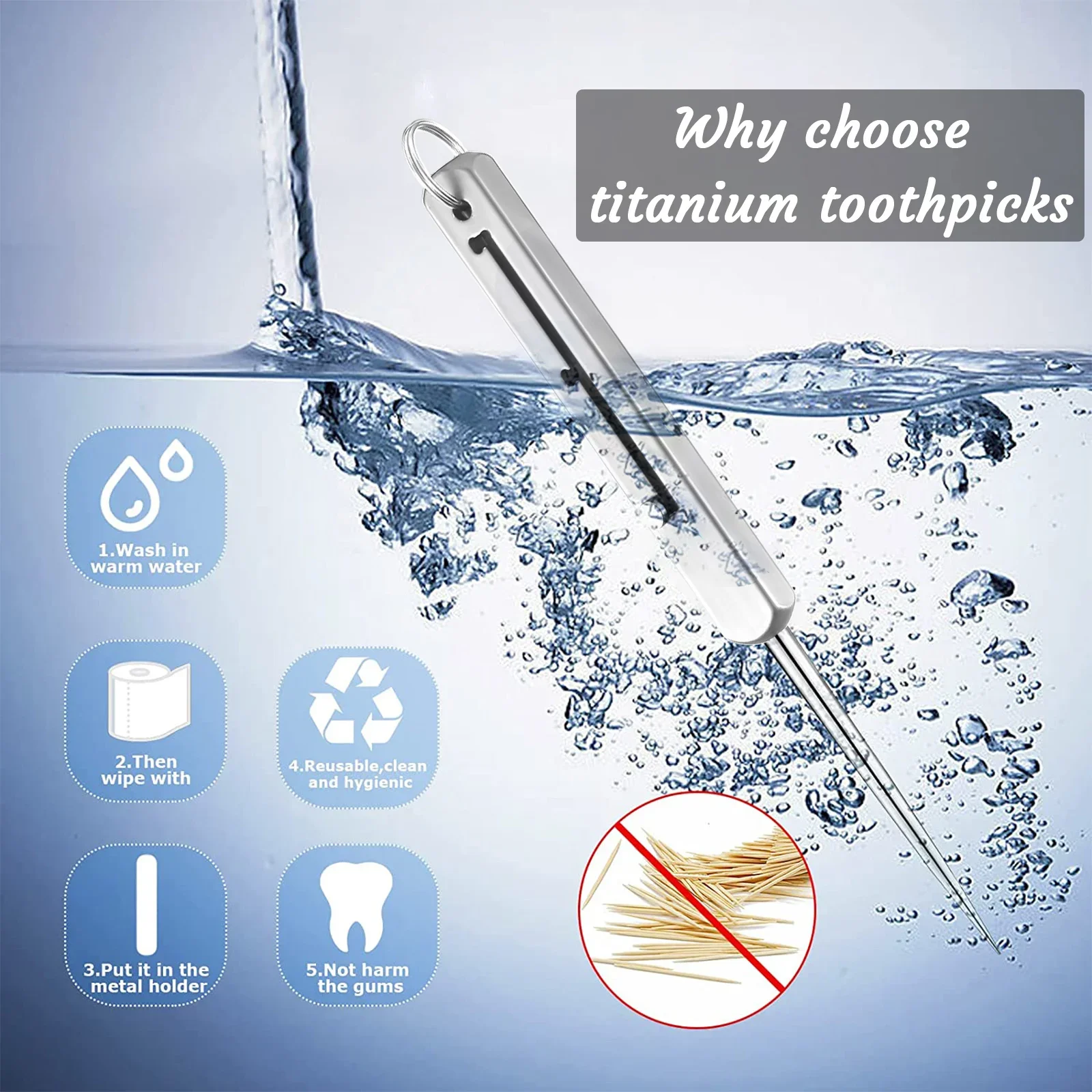 1/2 stuks draagbare titanium tandenstokers pocket tandenstoker metalen tandenstoker houder outdoor picknick camping handig hoge kwaliteit