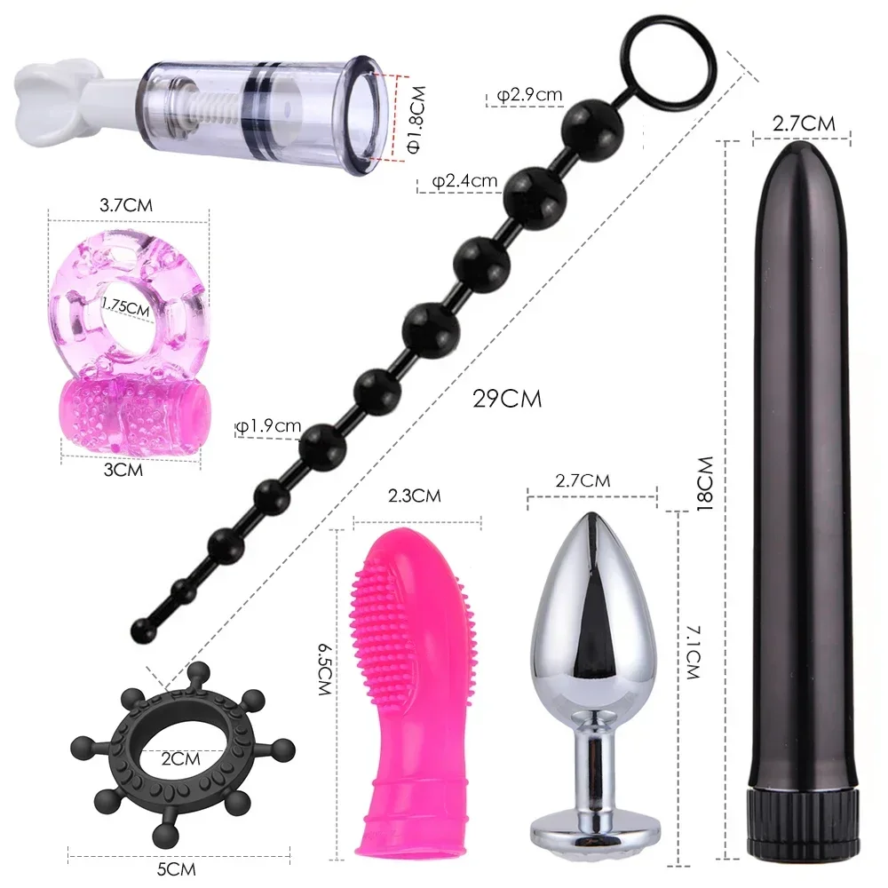 SCBDSM Kits Adults Sex Toys For Women Men Handcuffs Nipple Clamps Whip Spanking Sex Metal Anal Plug Vibrator Butt Bdsm Bondage S