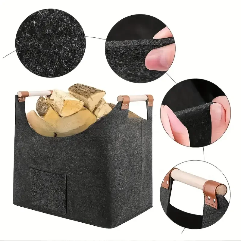 Caja de leña, cesta de madera plegable de gran capacidad, cesta de almacenamiento de ropa plegable para chimenea, estufa de leña, nuevo