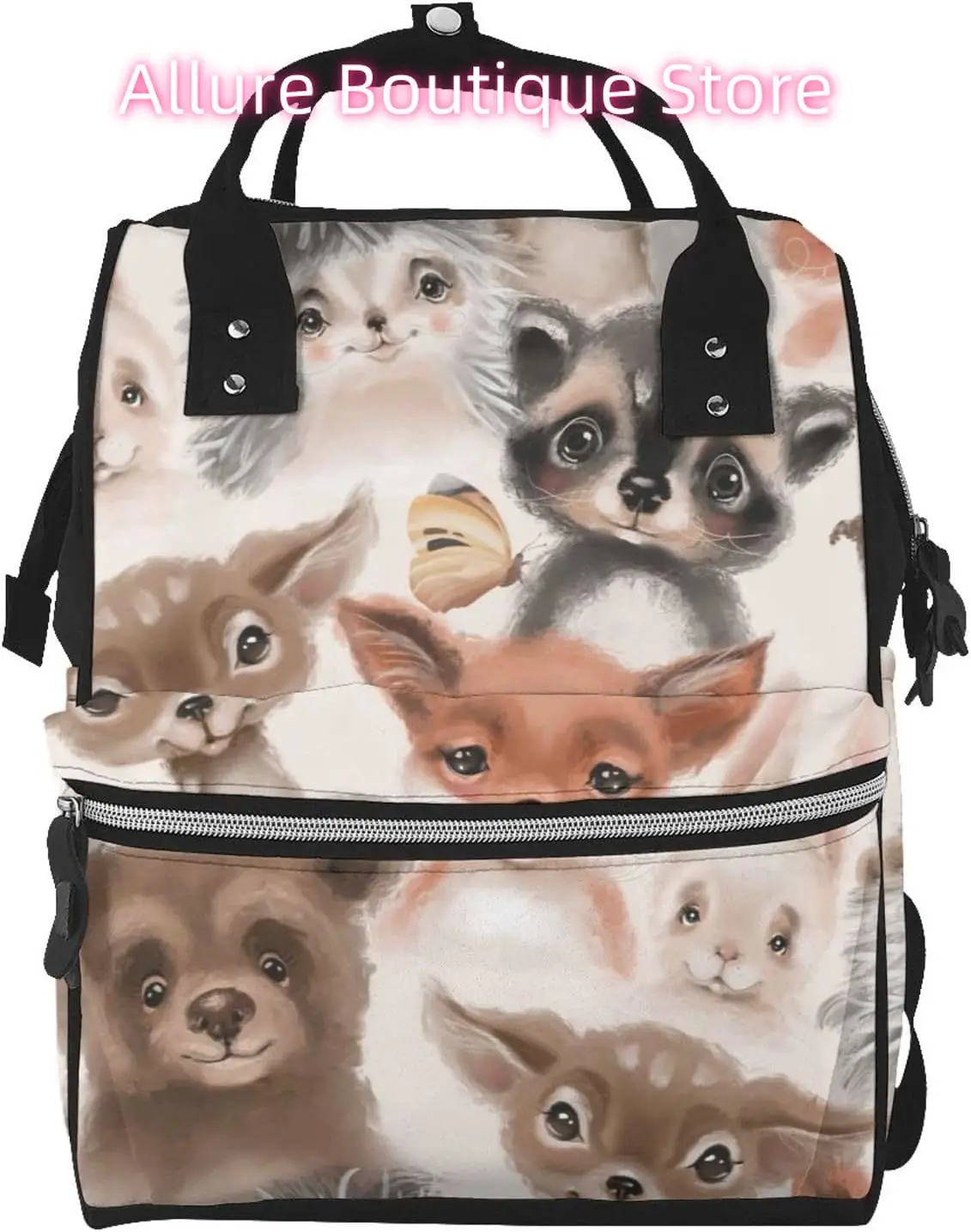 

Cute Animal Theme Diaper Bag Backpack for Women Large Capacity Nappy Bag Multifunction Waterproof Mummy Backpacks for Mom Dad Es