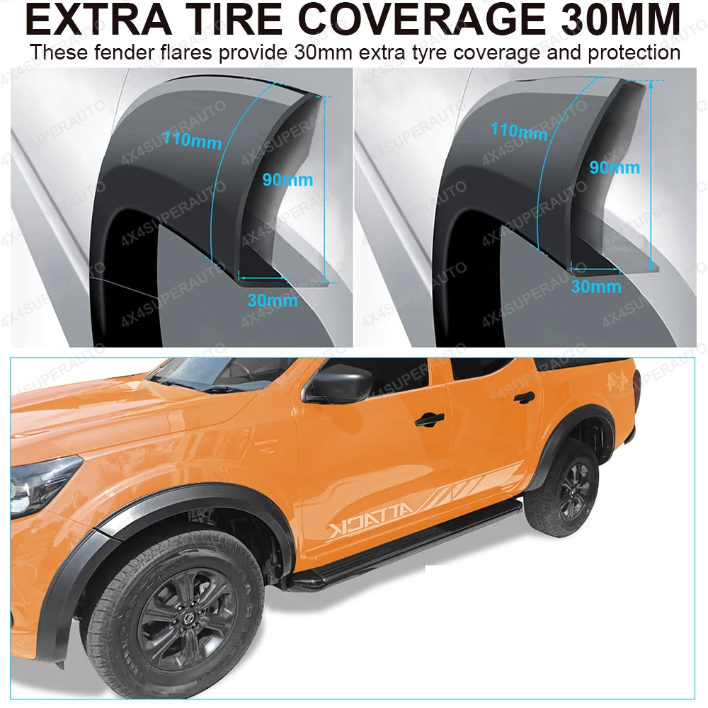 Fender Flares Wheel Arch For Nissan Navara Frontier 2015-2020 NP300 D23 Slim Mudguards Double Cab Pickup Truck Car Accessories