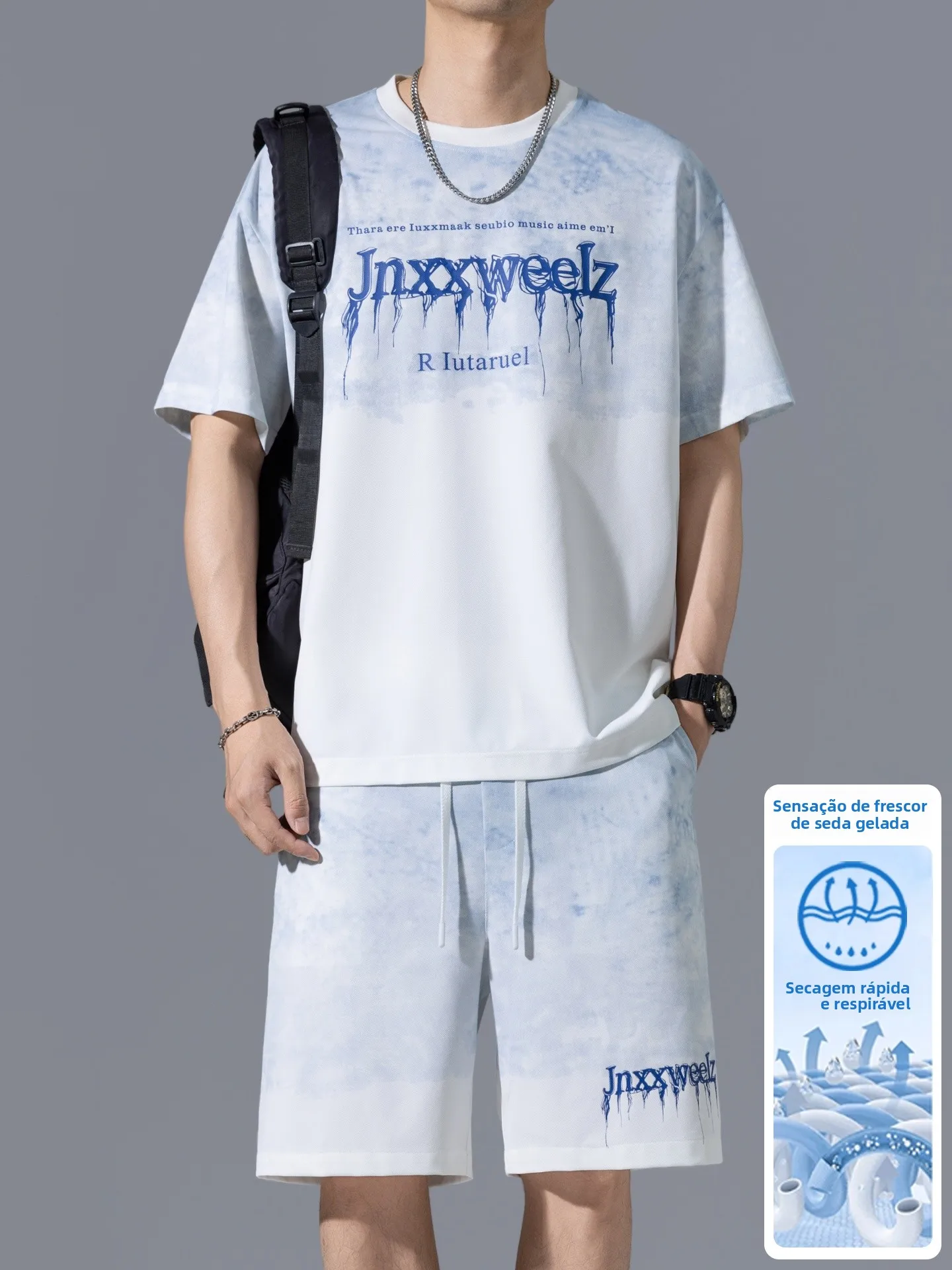 ice-silk-cool-sensation-sports-set-for-men-summer-2026-new-style-short-sleeve-t-shirt-polyester-fabric-youth-fashionable