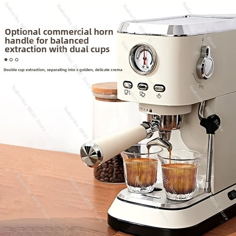 20Bar Golden Extraction Espresso Coffee Machine Compact Home Semi Automatic Maker with Milk Frother Steam Wand Beginner Friendly
