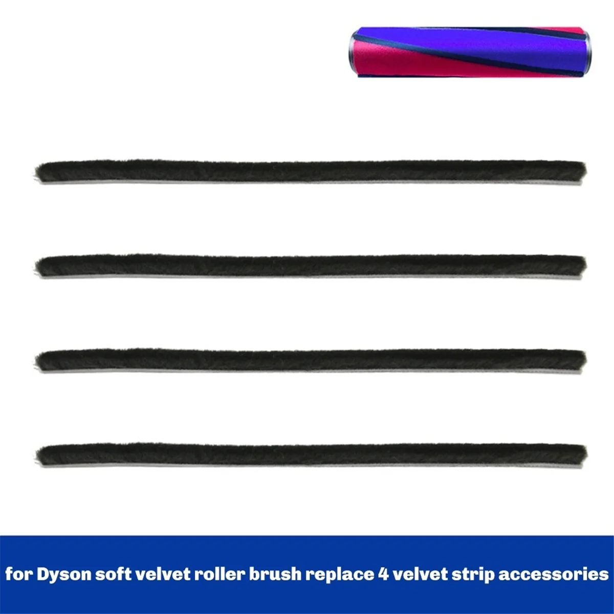 B26B 4pcs Soft Plush Strips for Dyson V11V7V8V10 Vacuum Cleaner Rolling Brush Strips Vacuum Cleaner Soft Roller Accessories