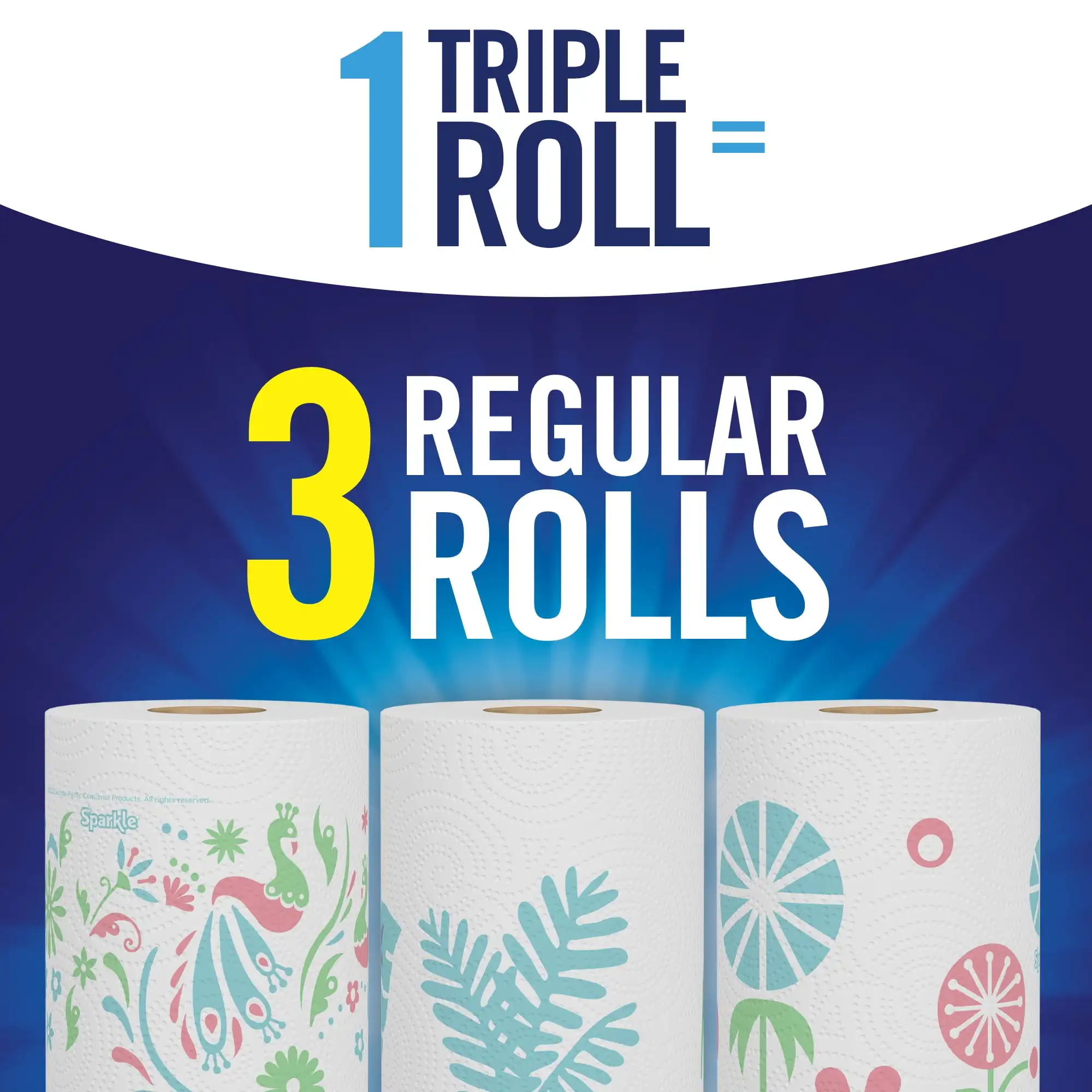 Toallas de papel Sparkle Pick-A-Size, multicolor, 6 rollos triples