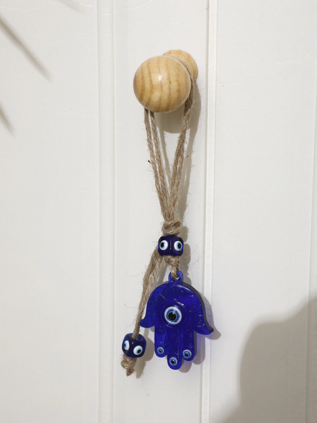 1PC Bohemian Evil Eye Hamsa Wall Hanging Handmade Blue Glass Protection Charm Home Decor Ornament for Positive Energy, Good Luck