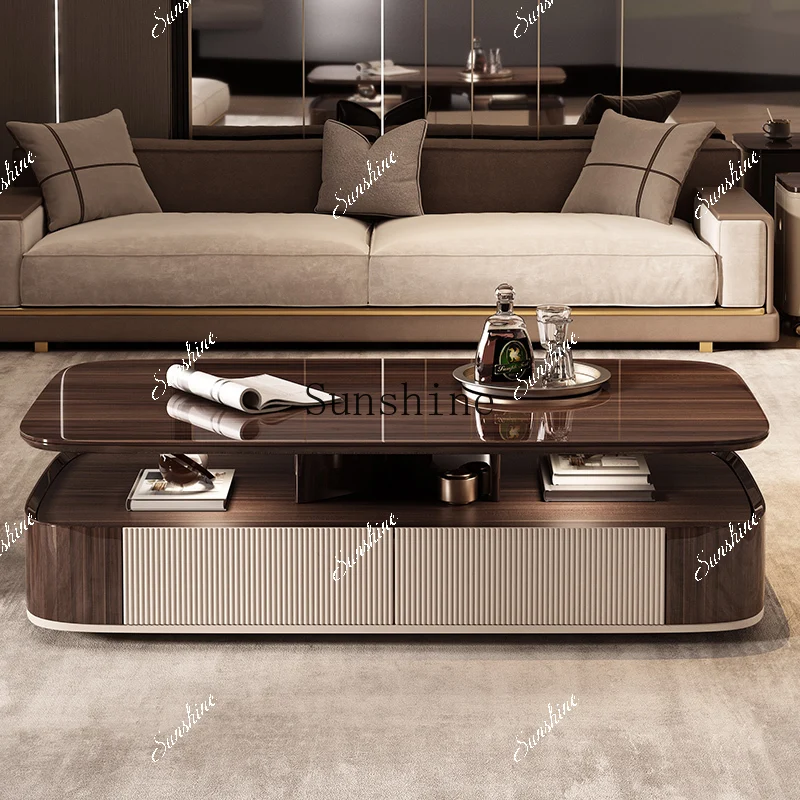 New microcrystalline stone light luxury high-end sensory rock slab large apartment living room home medieval tea table  FT