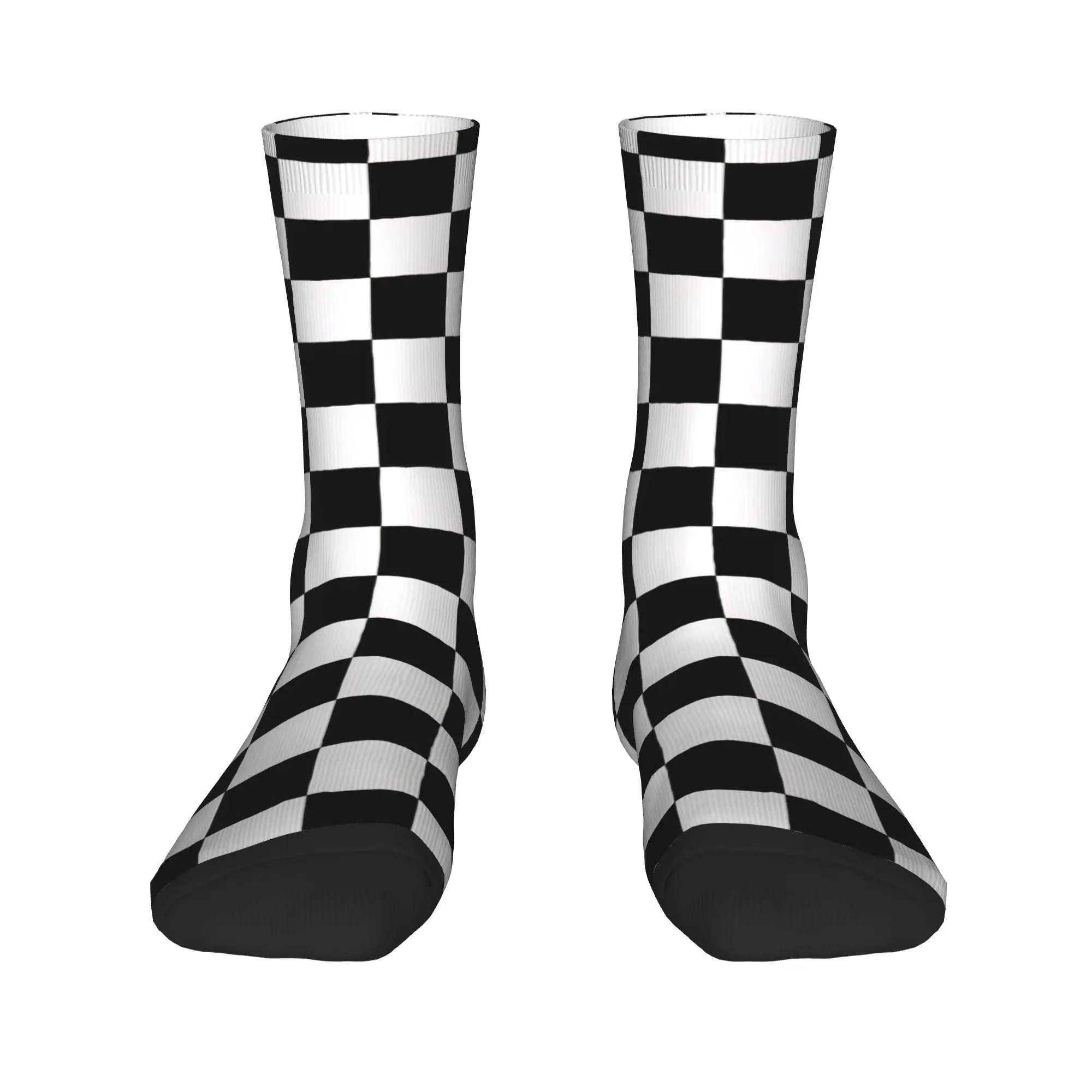 Black and white check Socks  Casual Stockings Men's Warm Soft Climbing Socks Winter Design Anti Slip Socks