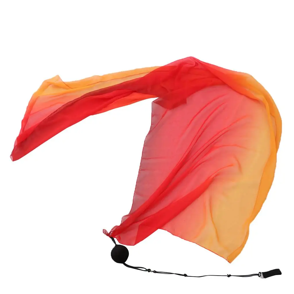 Belly Dance Thrown Ball with Silk Veil Poi Helper Adjustable Rope Flowy Scarf for Stage Performance and Halloween