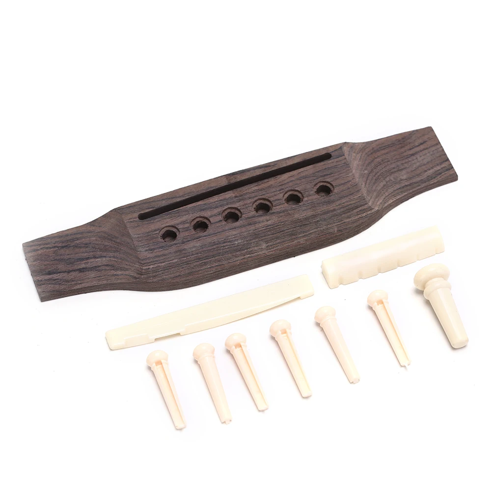 1 Set Professional Universal Acoustic Guitar Bridge + Bone Bridge Pins/Saddle/Nut Saddle Guitar Parts & Accessories