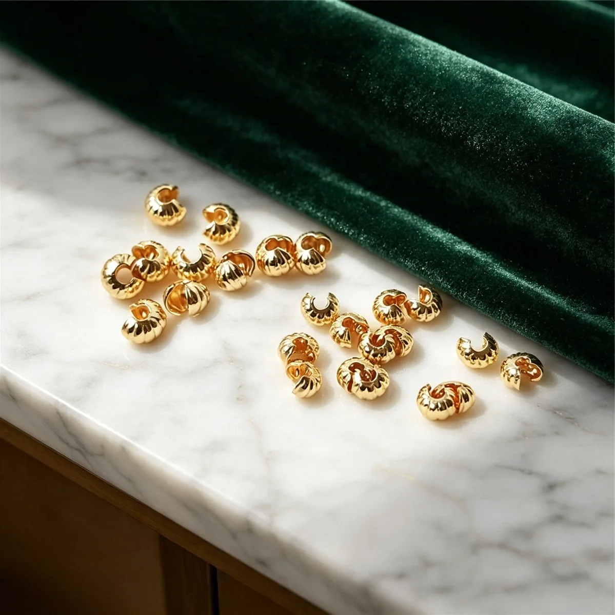 14K Gold Plated Pumpkin Texture Crescent C Clasp, Crescent Bag Positioning Bead Bracelet End Clasp DIY
