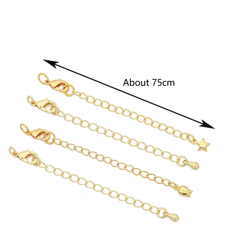 1/5 قطعة 75 مللي متر تمديد معدني تمديد الذيل سلاسل مع المشابك جراد البحر موصل سوار ذاتي الصنع القلائد صنع المجوهرات النتائج #4