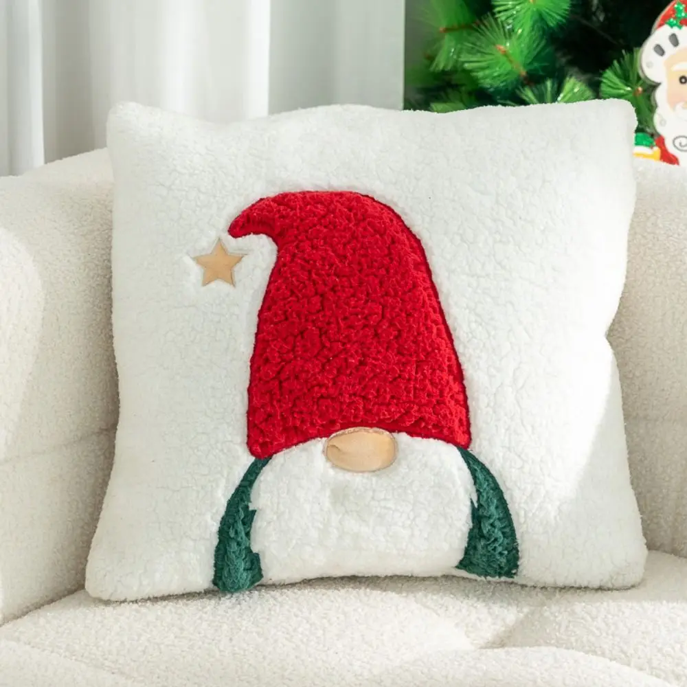 Home Decor Plush Christmas Pillowcase Soft Square Throw Pillowcover Elk Deer Snowman Cushion Cover Living Room/Office