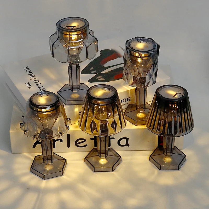Retro Color Acrylic Electronic Night Light, European Style Wind Light, Simulated Glass Dining Table Atmosphere Decoration
