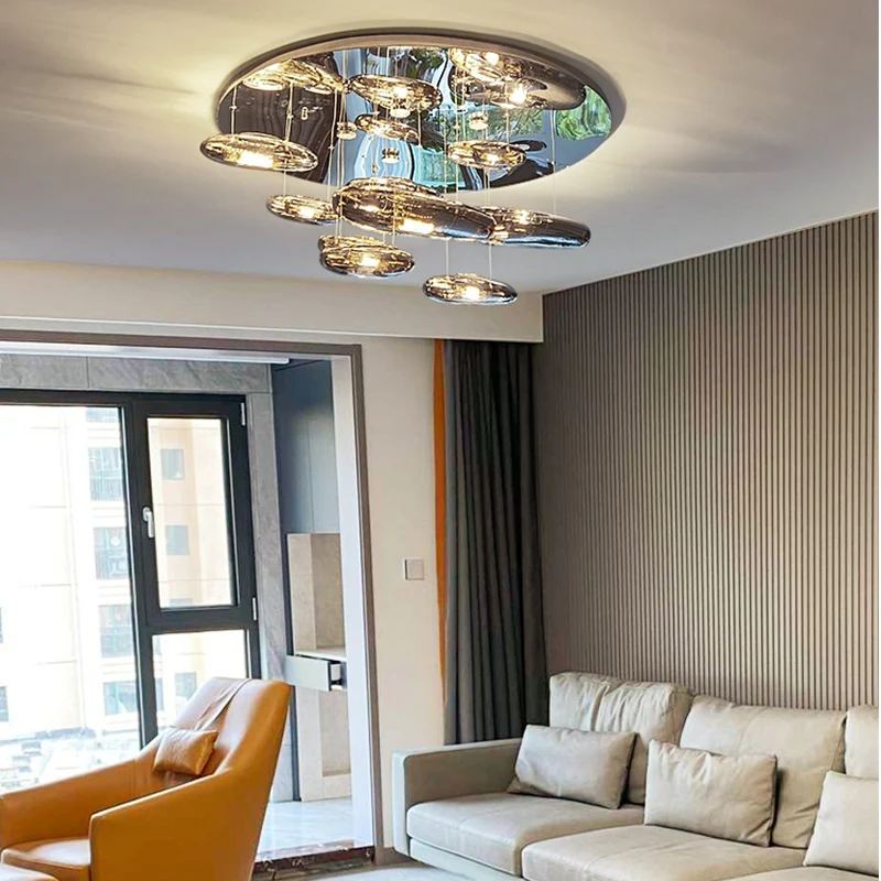 Postmodern  Water Drop Silver Gold LED Ceiling Chandelier Lighting Lamparas De Techo Suspension Luminaire Lampen For Living Room