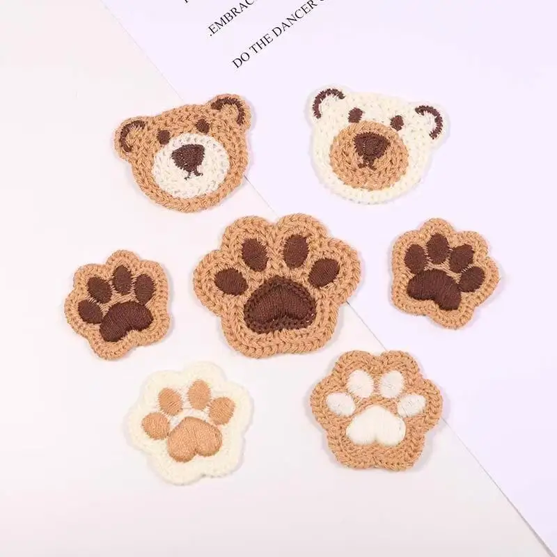 Bundle 7pcs DIY Cute Animal Claw Decorations Bear Embroidery Patch Fabric Sticker for Clothing Accessories Only can Sew