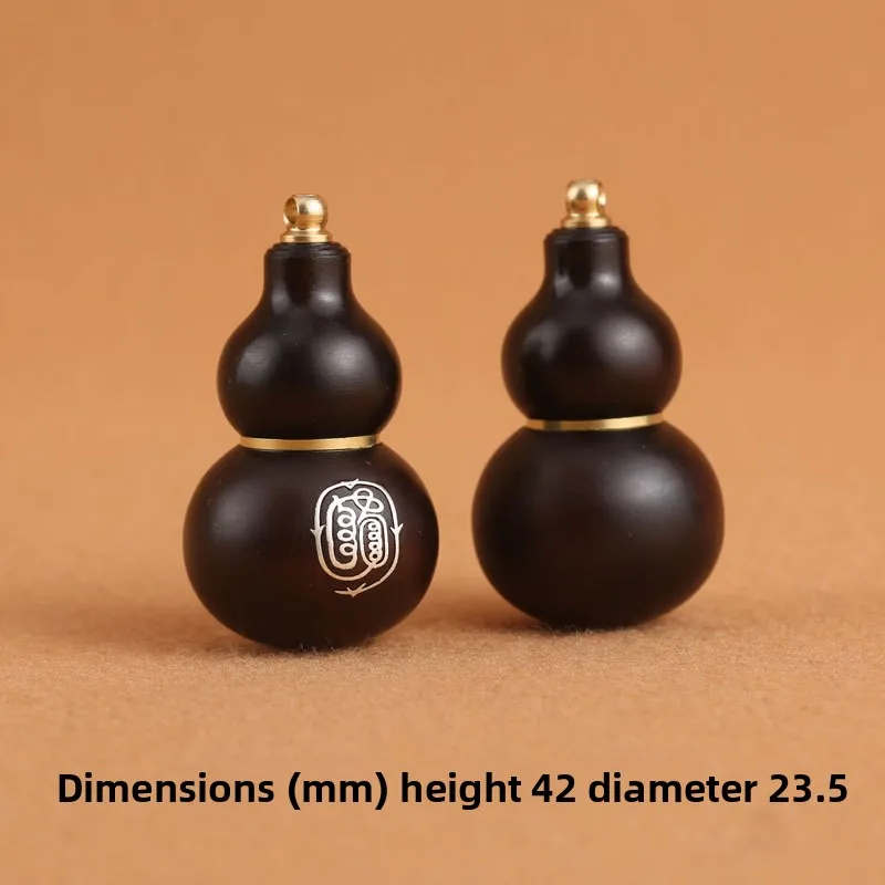 YNO Chinese Traditional Luck Thunder Struck Jujube Wood Gourd Pendant 925 Silver Inlaid Taoist Zi Wei Talisman Can Hold Cinnabar 3