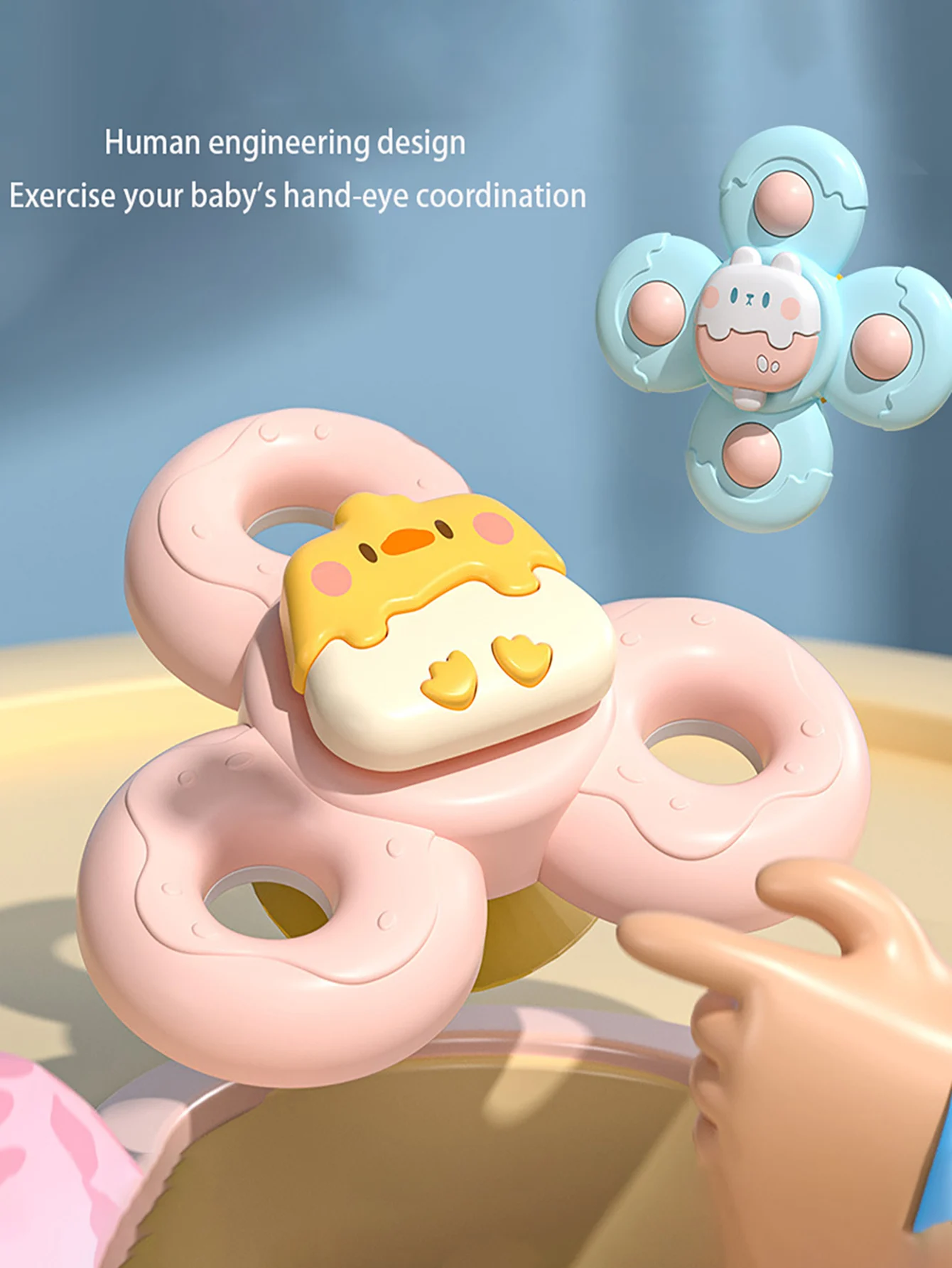 Dispositif de dégagement de pression de gyroscope lointain, ventouse ABS, jouet de bain pour enfants, jouet de table pour bébé, animal de dessin animé lointain