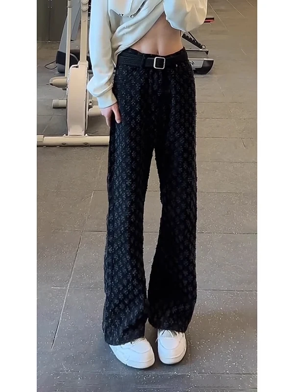 

Черные джинсы с высокой талией и вышивкой, мужские джинсы прямого кроя для весны и осени, молодежные, модные, износостойкие.