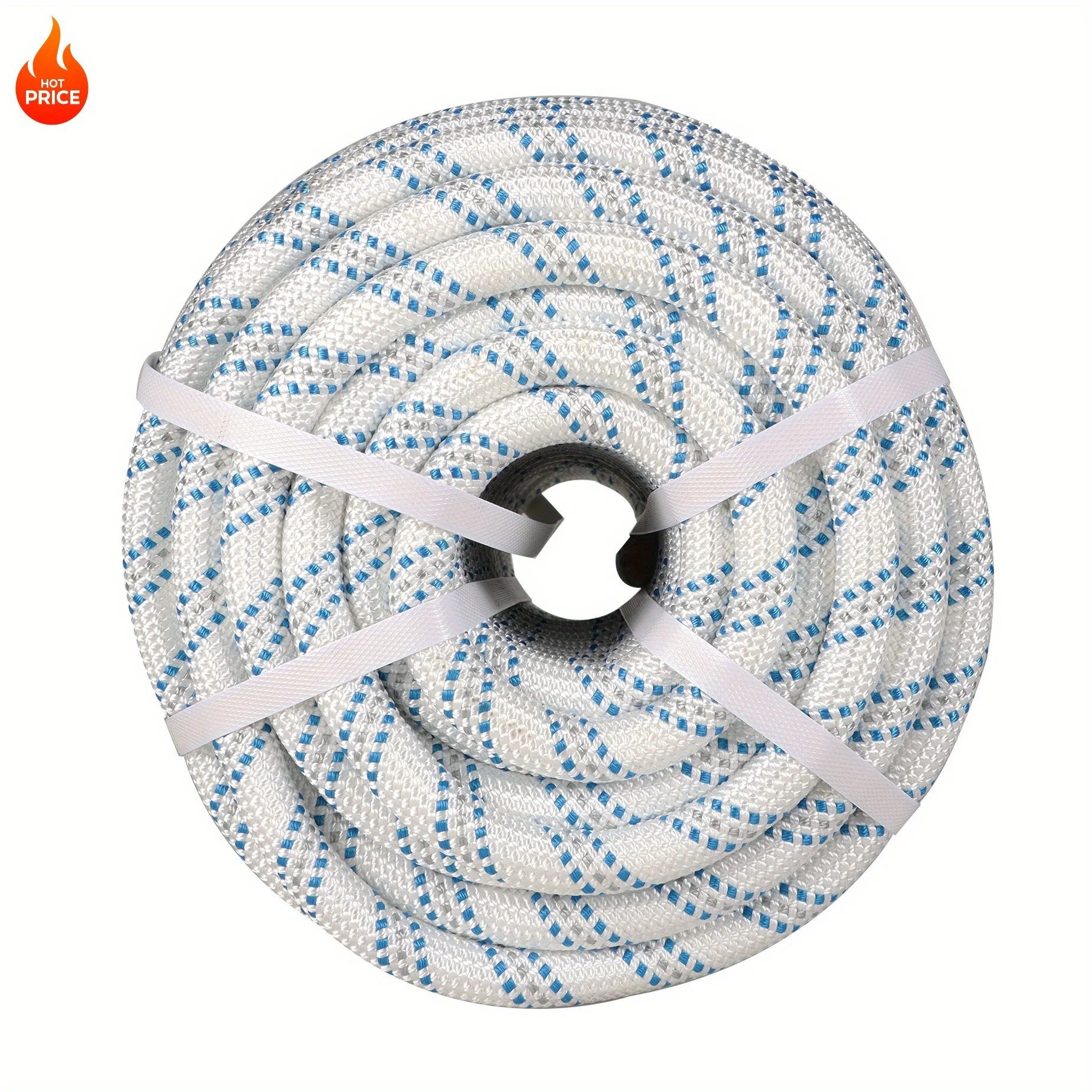 

3/4 Inch 150 Feet Double Strand Polyester Braided Tow Rope with High Tensile Strength and Durability for Tree Planting Camping