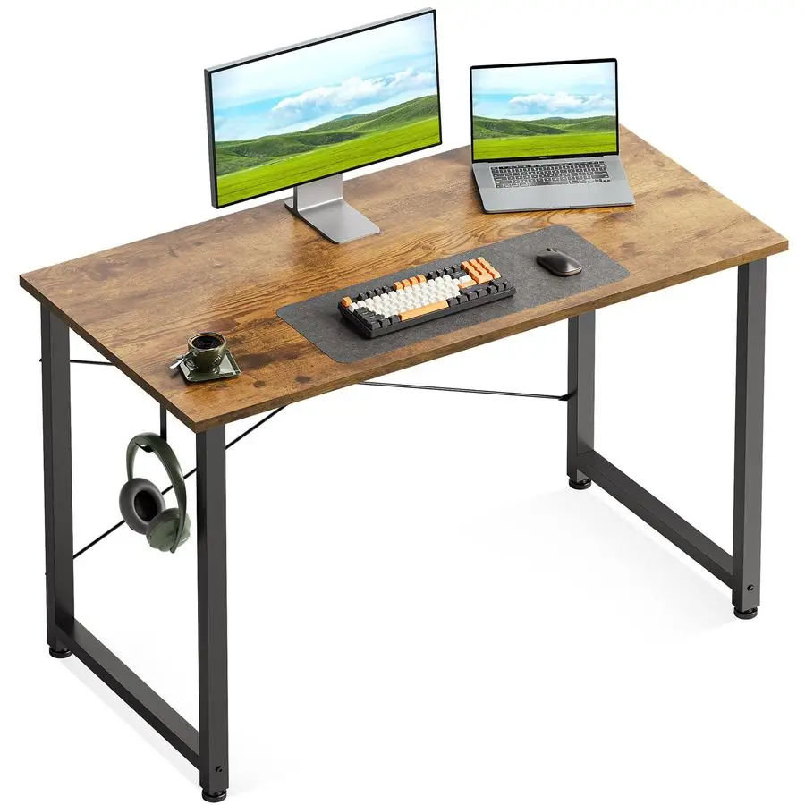 

40-дюймовый небольшой компьютерный стол для домашнего офиса, письменный стол для учебы и работы в небольших помещениях, простой современный стол с крючками для наушников, Rus