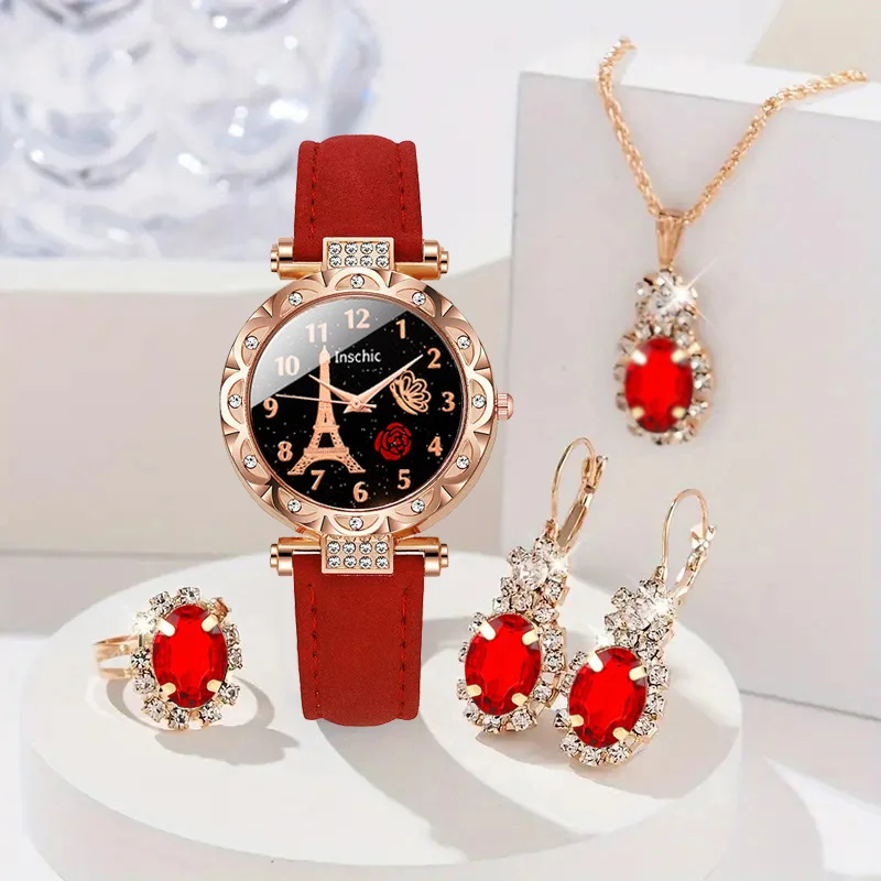 5Pcs Gentle Romantic Women's Wristwatch, Perfect Gift For Valentine's Day, Thanksgiving Day,Birthday Parties And Anniversary