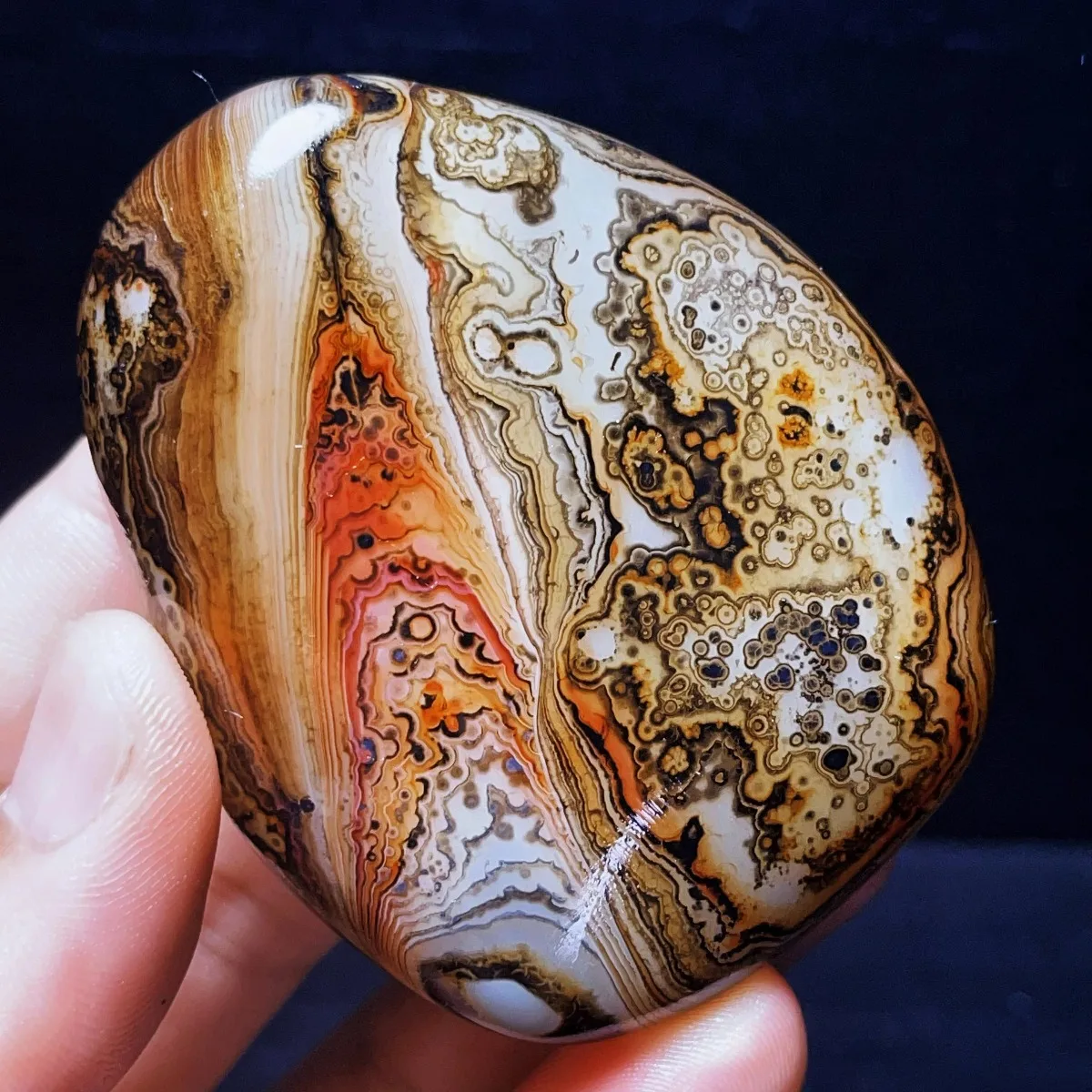 Color Gradient Banded Agate Palm Stone, Tumbled Polished, Rainbow Color, Jewelry Making, Natural Stone, Crystal Collection