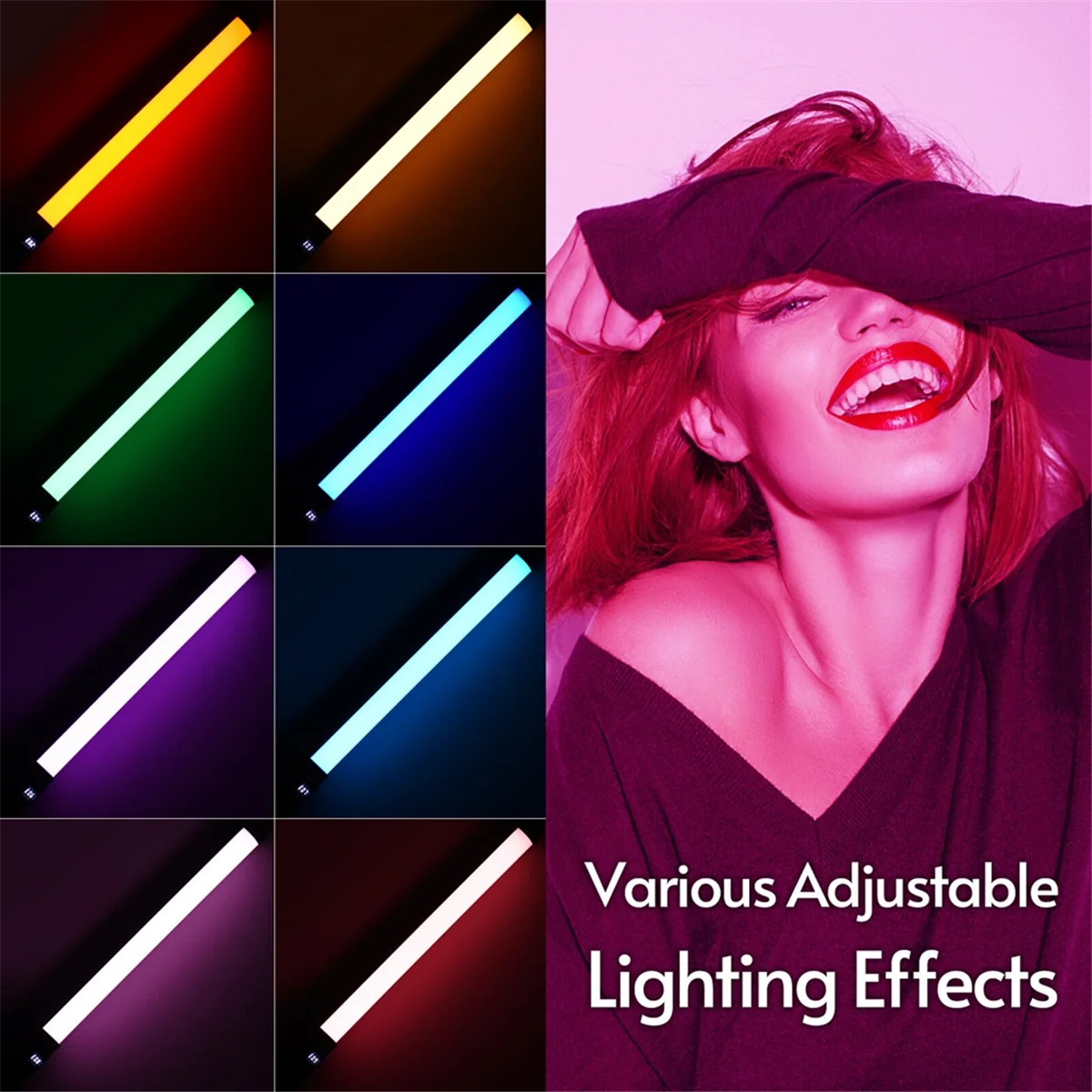 التكنولوجيا الجديدة المحمولة RGB أنبوب ضوء LED الفيديو الضوئي عصا 3200K-5500K عكس الضوء 10 طرق تأثيرات المدمج في البطارية مع جهاز التحكم عن بعد
