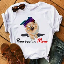 2023 Fashion New Women T Shirt Pomeranian Mom Tshirt Dog I Love Mom Tee Shirts Cartoon T-shirt Female Summer Short Sleeve Tops