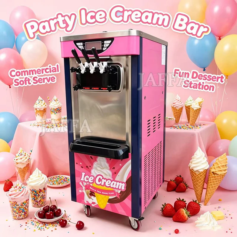 Soft Ice Cream Machines Commercial Tricolor Desktop Sweet Cone Freezing Equipment Vending Machine