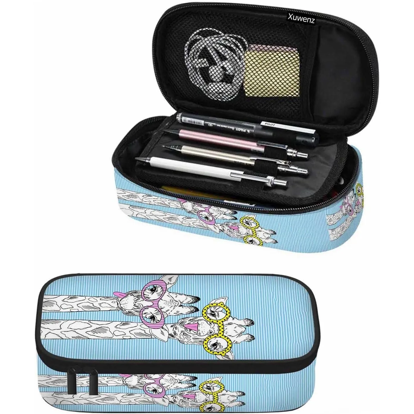 

Забавная сумка-ручка с жирафом, хипстерские жирафы, забавные очки, синий органайзер с животными, коробка для канцелярских принадлежностей, пенал для макияжа, офис для взрослых