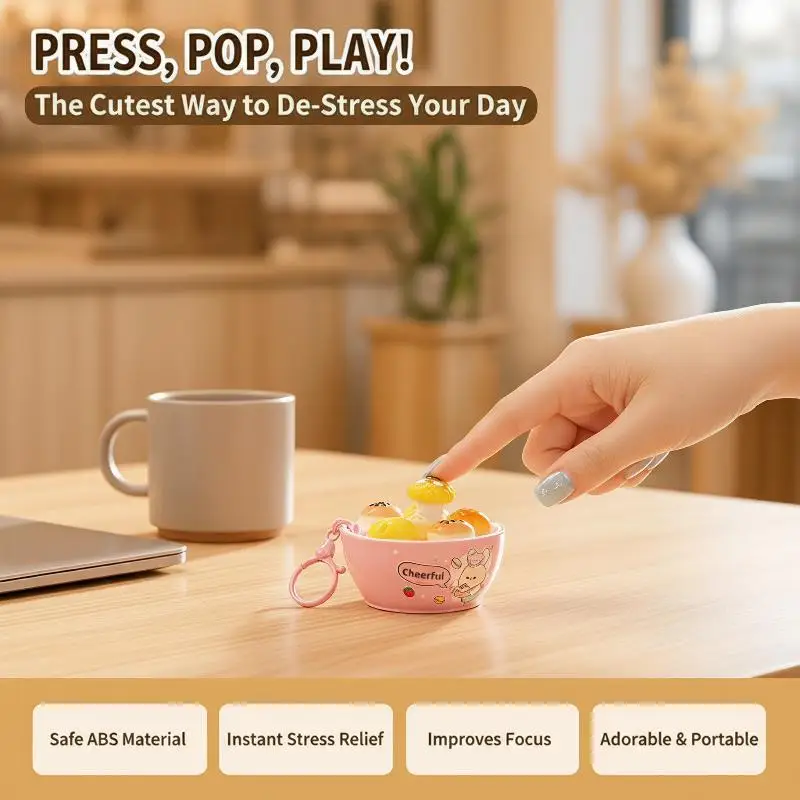 1Pc Mole Play Button Stress Relief Keychain Realistic Simulation Dessert Food Fidget Toy for Birthday Gifts Bag Charms Decor